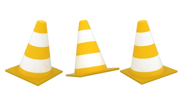 Concepto de cono de tráfico 3d. Ilustración renderizada 3d —  Fotos de Stock