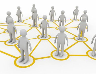 3D sosyal ağ başarı kavramı. 3D render illüstrasyon