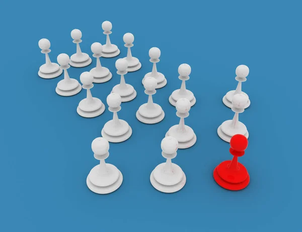 3d peão líder conceito. conceito de xadrez. 3d ilustração renderizada — Fotografia de Stock