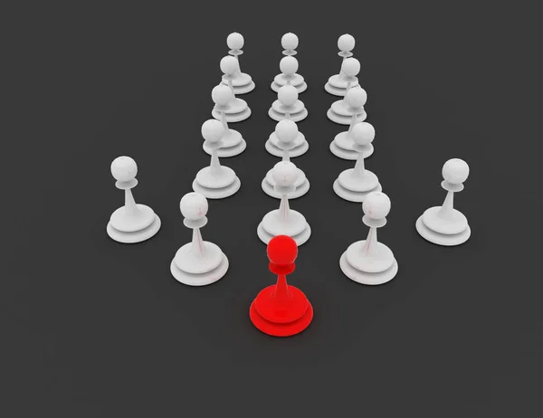 3d peão líder conceito. conceito de xadrez. 3d ilustração renderizada — Fotografia de Stock