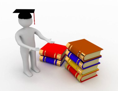 3D telefonu - mezun ve işlenen .3d illüstrasyon kitaplar