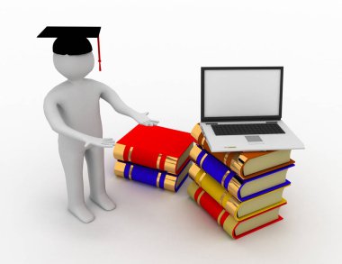 3D telefonu - mezun ve işlenen .3d illüstrasyon kitaplar