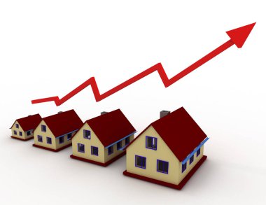 Evler ve grafik kavramı. 3D çizim rended