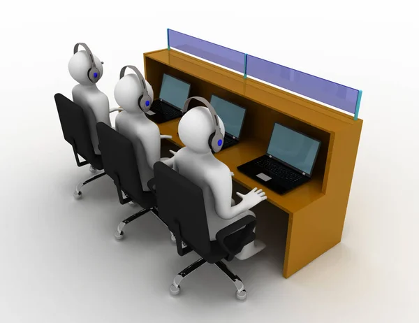 3d man with headset in office . 3d rendered illustration — Stock Photo, Image