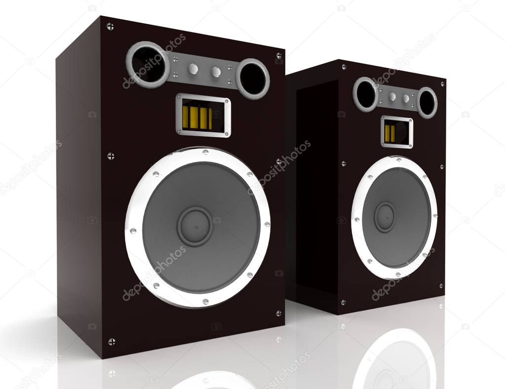 3d audio speaker concept . 3d rendered illustrainon