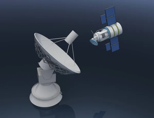 3D parabolantenn. Communiation 3d utsmält illustration — Stockfoto