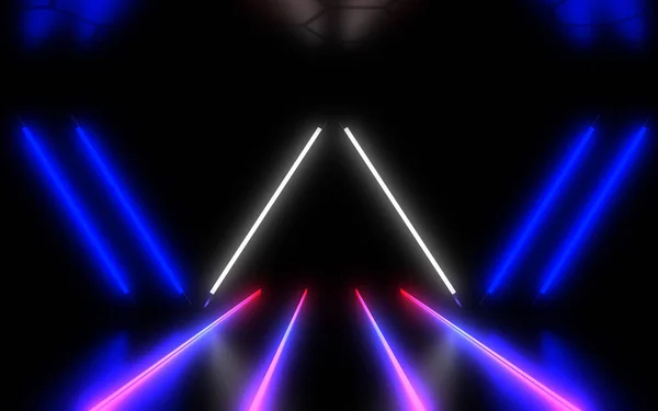 Abstract architecture tunnel with neon light. 3d illustrationa — Stock Photo, Image