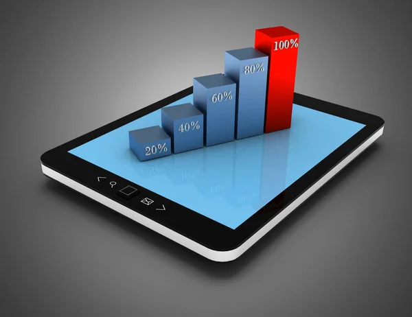 3d tablet pc and graph . 3d illustration