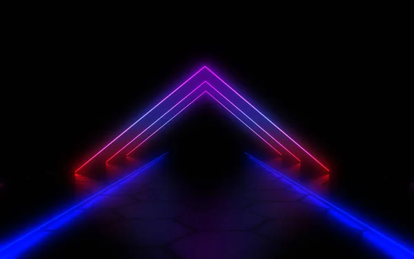 Latar belakang abstrak 3D dengan lampu neon. Ilustrasi 3d — Stok Foto
