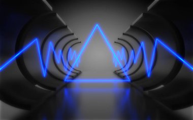 neon ışık ile soyut mimari tünel. 3d illüstrasyon