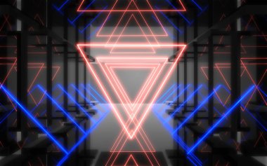 Neon ışıkları ile 3d soyut arka plan . 3d illüstrasyon