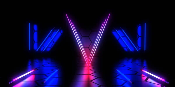 3D abstract background with neon lights . 3d illustration — Stock Photo, Image