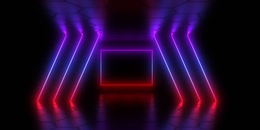 Neon ışıkları ile 3d soyut arka plan . 3d illüstrasyon