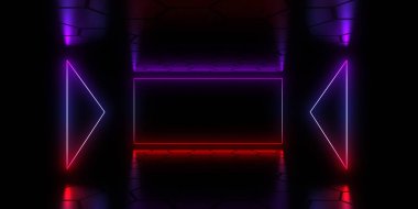 Neon ışıkları ile 3d soyut arka plan . 3d illüstrasyon
