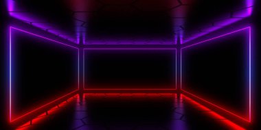 Neon ışıkları ile 3d soyut arka plan . 3d illüstrasyon