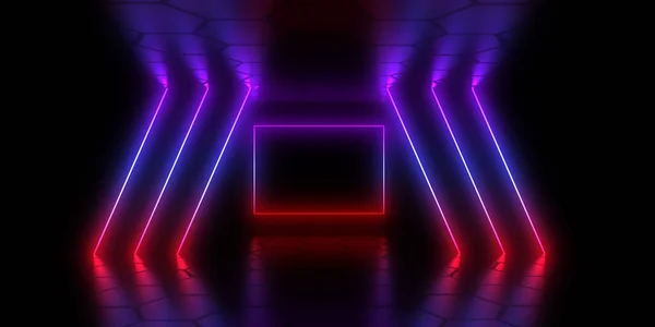 3D abstract background with neon lights . 3d illustration — Stock Photo, Image
