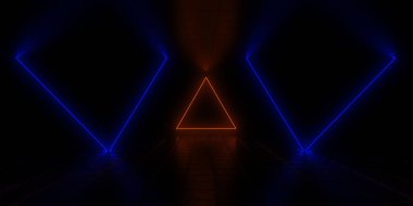 Üç boyutlu soyut arkaplan ve neon ışıkları. 3d illüstrasyon