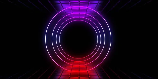 3D abstract background with neon lights. 3d illustration