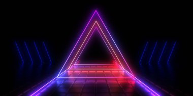 Üç boyutlu soyut arkaplan ve neon ışıkları. 3d illüstrasyon