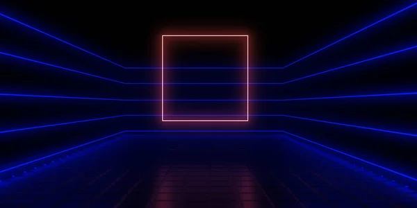 3D abstracte achtergrond met neon lichten. Neon tunnel.3d illustratie — Stockfoto