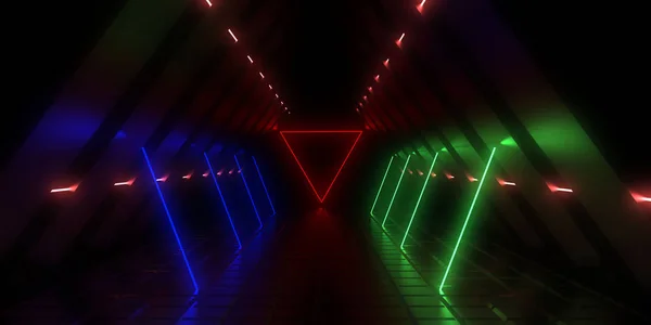 3D abstrakcyjne tło z neonami. Ilustracja 3D — Zdjęcie stockowe