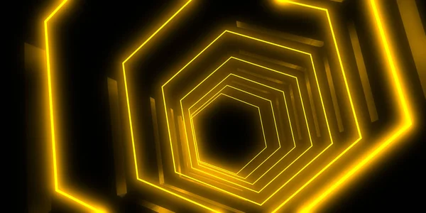 3D abstrakter Hintergrund mit Neonlicht. Neon-Tunnel.3d-Illustration — Stockfoto