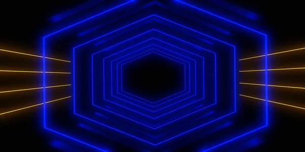 3D abstrakter Hintergrund mit Neonlicht. Neon-Tunnel.3d-Illustration — Stockfoto