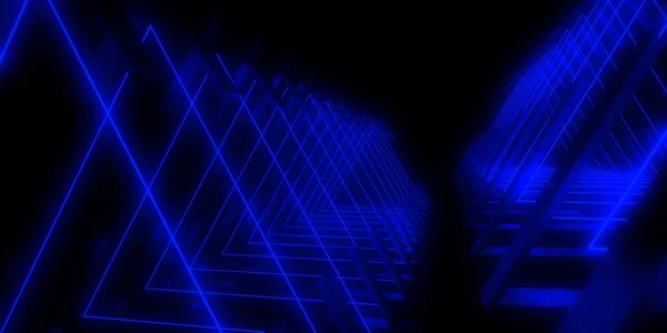 3D abstrakter Hintergrund mit Neonlicht. Neon-Tunnel.3d-Illustration — Stockfoto