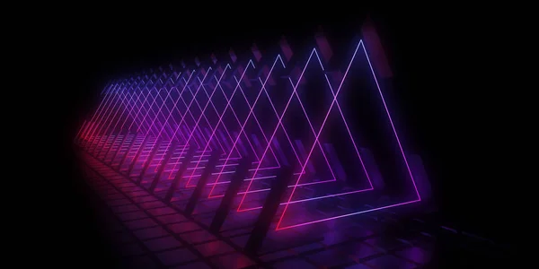 3D abstract background with neon lights. neon tunnel.3d illustra — Stock Photo, Image