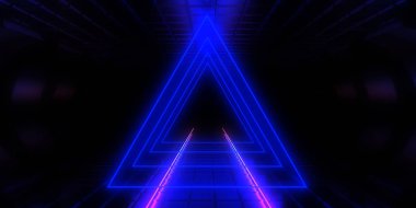 Üç boyutlu soyut arkaplan ve neon ışıkları. 3d illüstrasyon