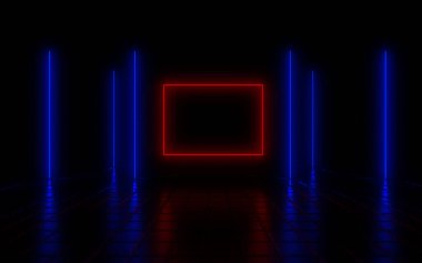 Üç boyutlu soyut arkaplan ve neon ışıkları. 3d illüstrasyon