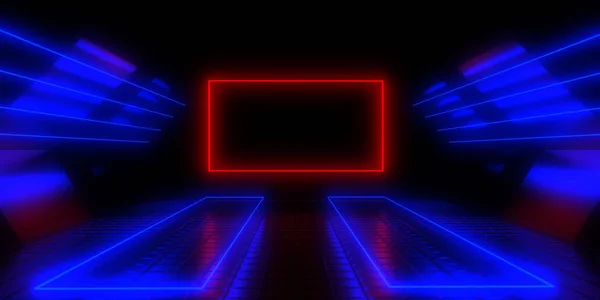 Abstracte Achtergrond Met Neon Lichten Neon Tunnel Illustratie — Stockfoto