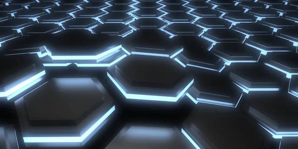 Abstrakt Bakgrund Med Neon Lights Pattern Hexagon Bakgrund Illustration — Stockfoto