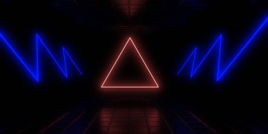 Üç boyutlu soyut arkaplan ve neon ışıkları. 3d illüstrasyon