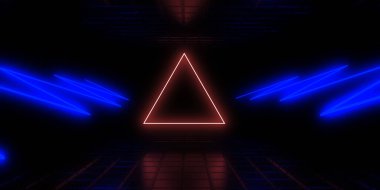 Üç boyutlu soyut arkaplan ve neon ışıkları. 3d illüstrasyon