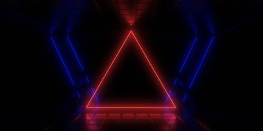 Üç boyutlu soyut arkaplan ve neon ışıkları. 3d illüstrasyon