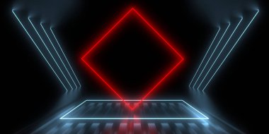 Üç boyutlu soyut arkaplan ve neon ışıkları. 3d illüstrasyon