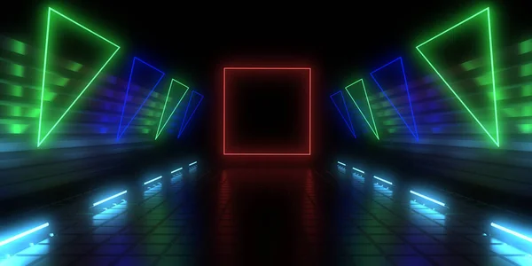 Abstrakter Hintergrund Mit Neonlicht Neon Tunnel Illustration — Stockfoto