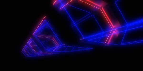 Absztrakt Háttér Neonfényekkel Neon Alagút Űrkonstrukció Illusztráció — Stock Fotó