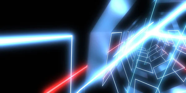 Abstracte Achtergrond Met Neonverlichting Neon Tunnel Space Constructie Illustratie — Stockfoto