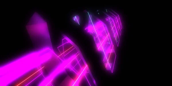 Abstracte Achtergrond Met Neonverlichting Neon Tunnel Space Constructie Illustratie — Stockfoto