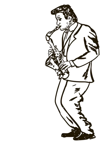 Ein Mann und Saxophon — Stockvektor