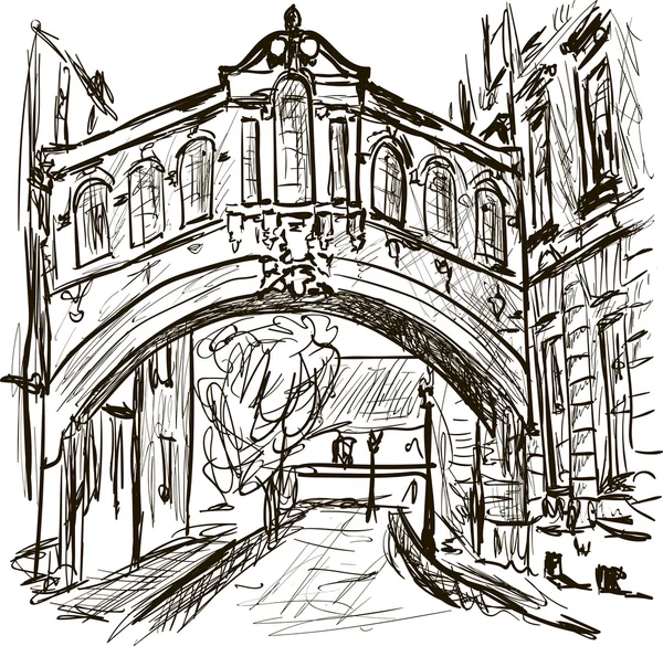 Un puente muy antiguo en Oxford — Vector de stock