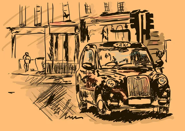 Táxi na rua de Londres — Vetor de Stock