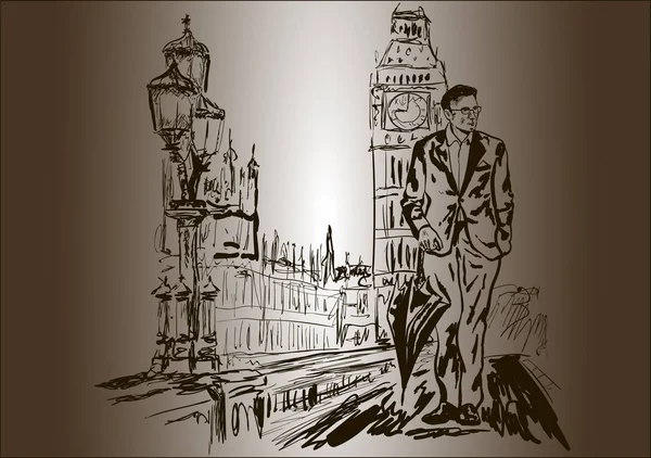 Hommes à Londres — Image vectorielle