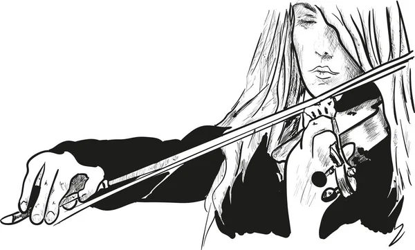 小提琴和妇女 — 图库矢量图片
