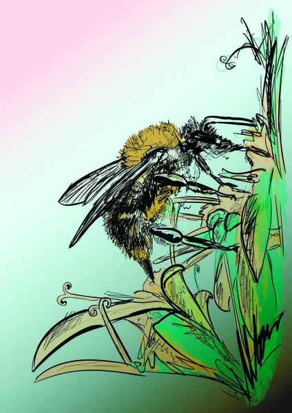 Bumblebee no dia sinônimo — Vetor de Stock