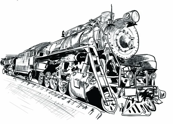 Uma locomotiva a vapor muito antiga — Vetor de Stock