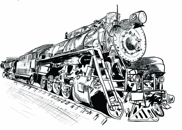 Een zeer oude stoomlocomotief — Stockvector