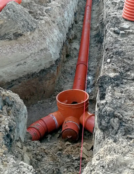 sewer pipes on the building site